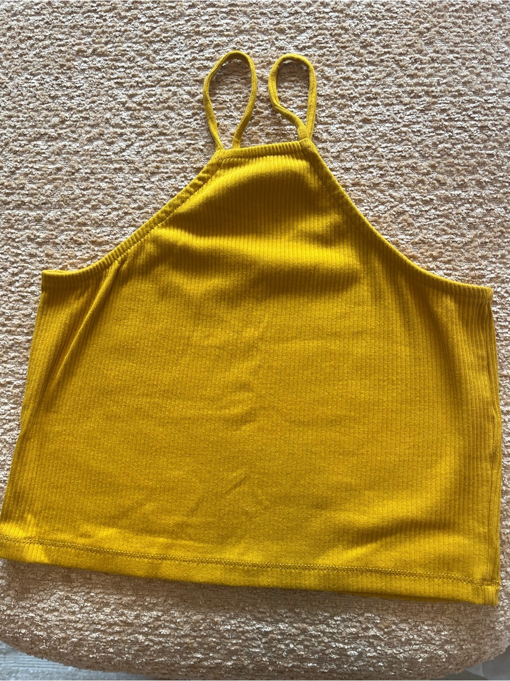 J. Crew Mustard Ribbed Halter Crop Top